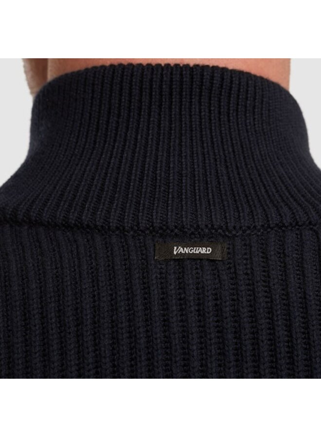 VKW2509328 5073 Vanguard Half zip collar cotton blend wool Sky Captain