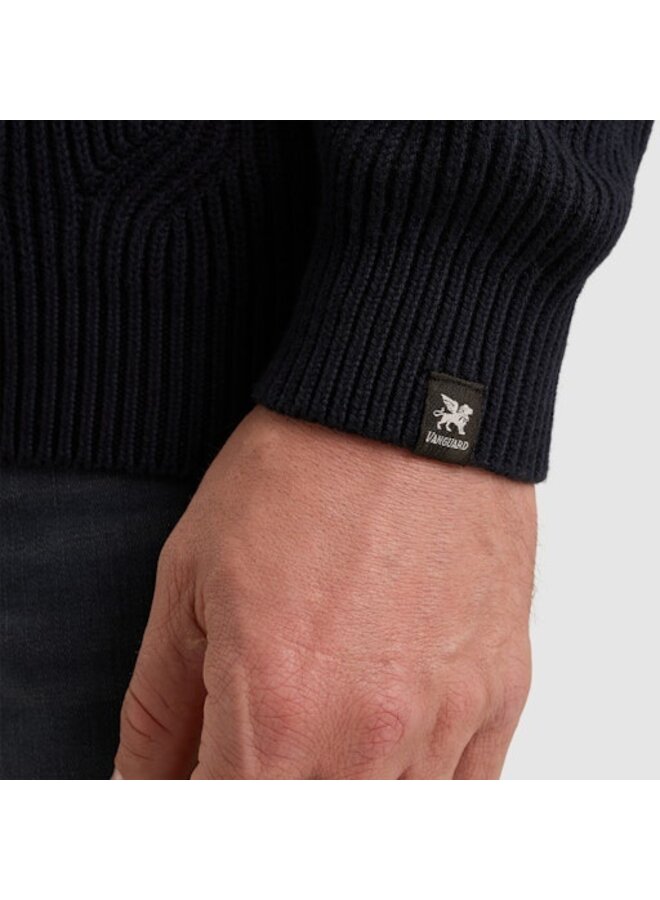 VKW2509328 5073 Vanguard Half zip collar cotton blend wool Sky Captain