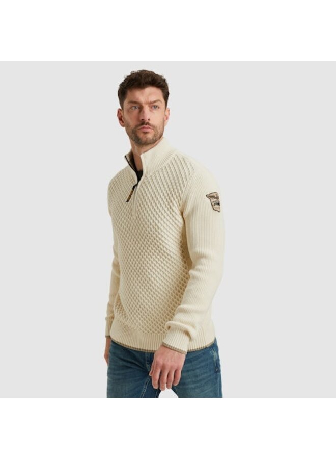 PKW2509324 7013 PME Legend Half zip collar cotton mix yarn Bone White