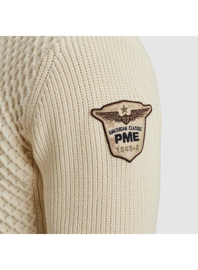 PKW2509324 7013 PME Legend Half zip collar cotton mix yarn Bone White