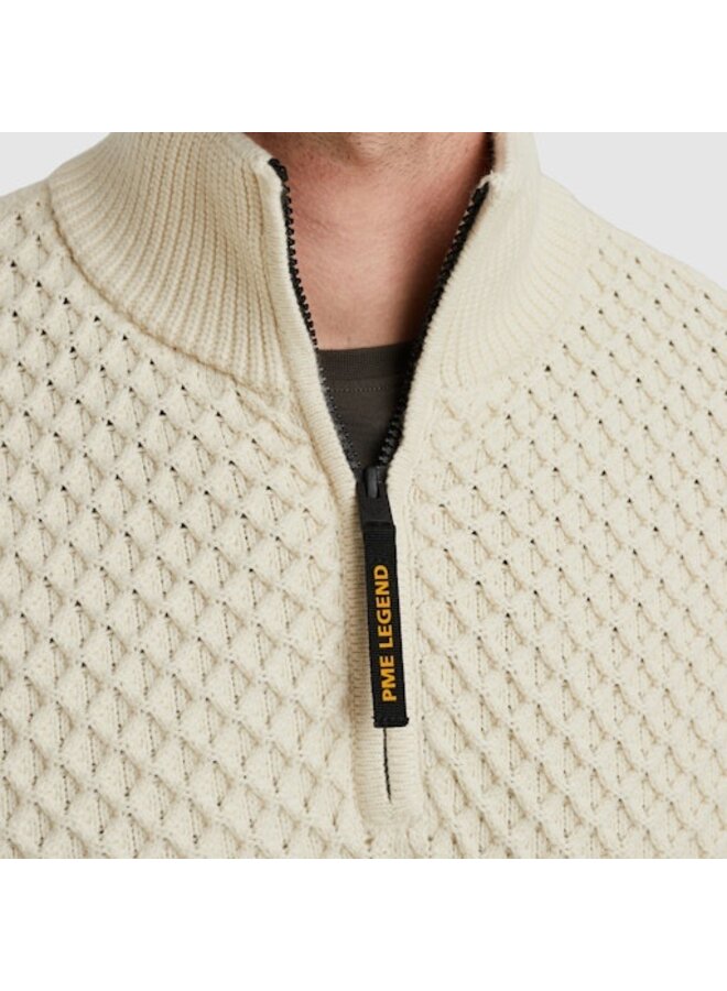 PKW2509324 7013 PME Legend Half zip collar cotton mix yarn Bone White