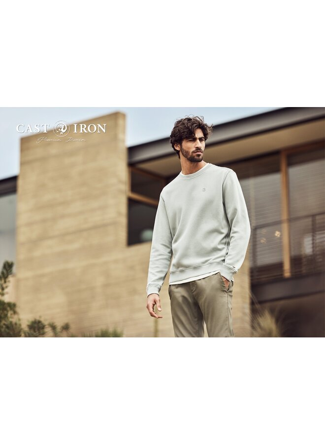 CSW2508431 9040 Cast Iron Long sleeve r-neck regular fit twill Puritan Gray