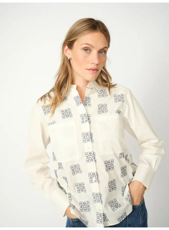 173000 180 MosMosh MM Weina Geo Shirt Ecru