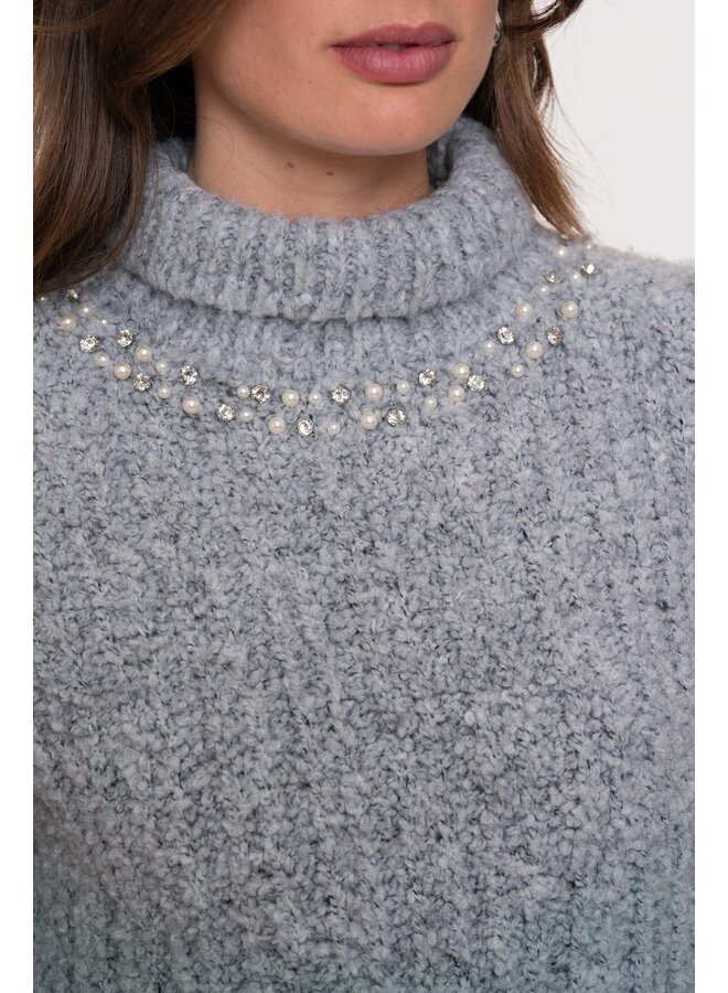 54891-70 925 Geisha spencers pearls & stones grey