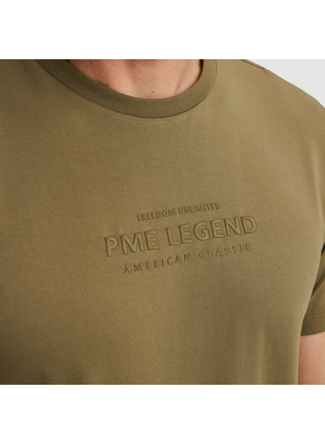 PTSS2510584 6389 PME Legend Short sleeve r-neck cotton elastan jersey Dusky Green