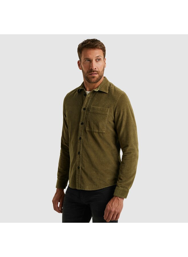 PSI2510206 6389 PME Legend LONG SLEEVE SHIRT Dobby Cord Dusky Green