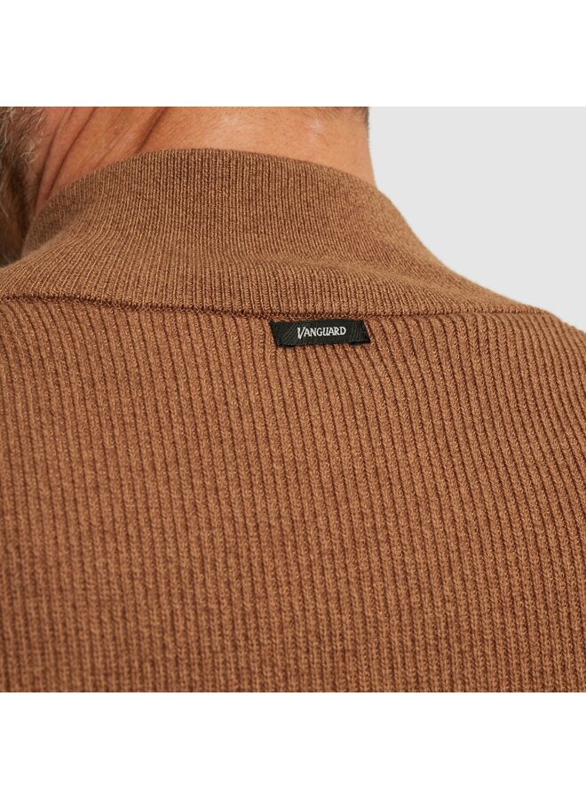 VKW2510332 8122 Vanguard Half zip collar gentleman's deal cotton modal Pecan Brown