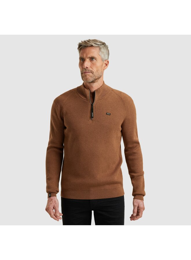 VKW2510332 8122 Vanguard Half zip collar gentleman's deal cotton modal Pecan Brown