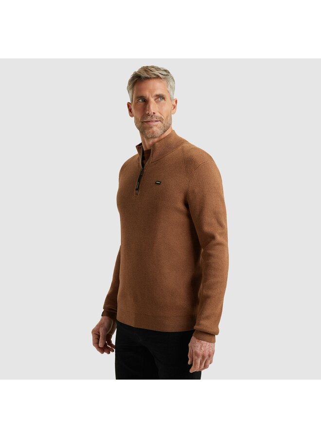 VKW2510332 8122 Vanguard Half zip collar gentleman's deal cotton modal Pecan Brown