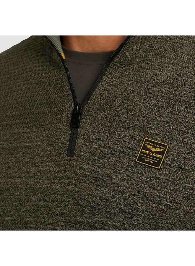 PKW2510301 6389 PME Legend Half zip collar cotton mouline (organic) Dusky Green