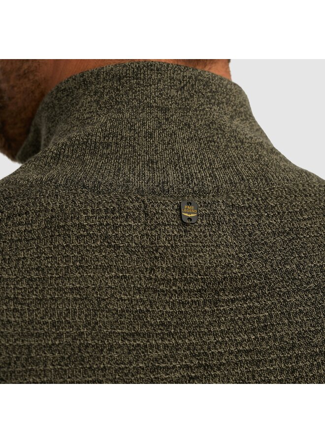 PKW2510301 6389 PME Legend Half zip collar cotton mouline (organic) Dusky Green