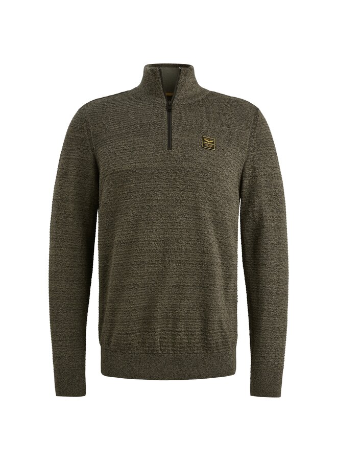 PKW2510301 6389 PME Legend Half zip collar cotton mouline (organic) Dusky Green
