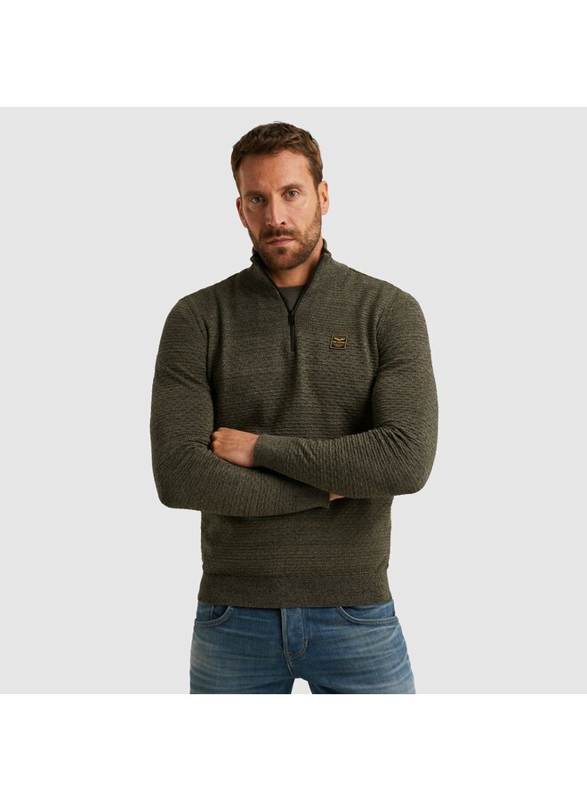 PKW2510301 6389 PME Legend Half zip collar cotton mouline (organic) Dusky Green