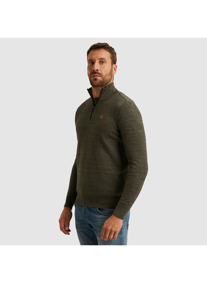 PKW2510301 6389 PME Legend Half zip collar cotton mouline (organic) Dusky Green