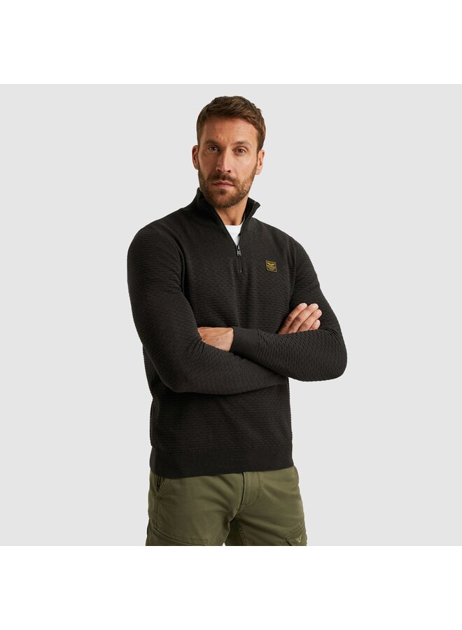 PKW2510301 999 PME Legend Half zip collar cotton mouline (organic) Black