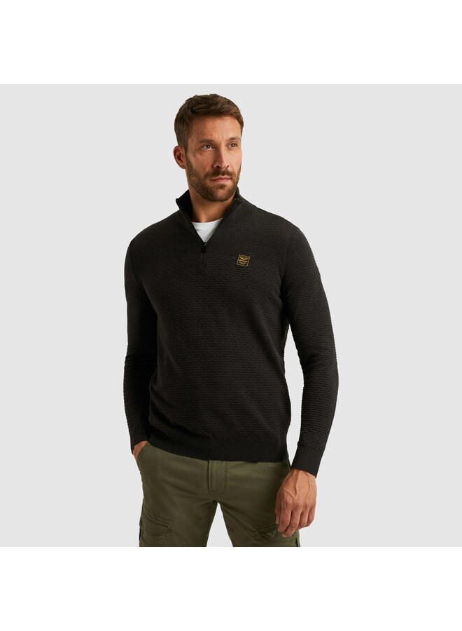 PKW2510301 999 PME Legend Half zip collar cotton mouline (organic) Black