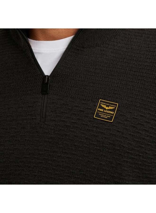PKW2510301 999 PME Legend Half zip collar cotton mouline (organic) Black