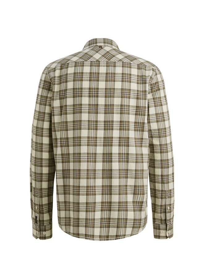 PSI2510201 7013 PME Legend LONG SLEEVE SHIRT Herringbone Yarn Dyed Check Bone White