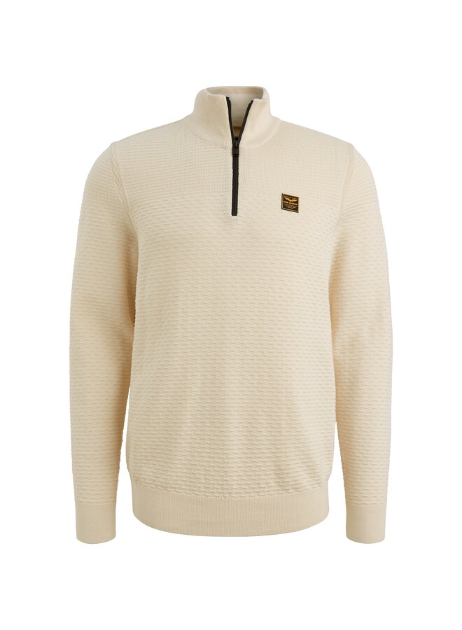 PKW2510301 7013 PME Legend Half zip collar cotton mouline (organic) Bone White