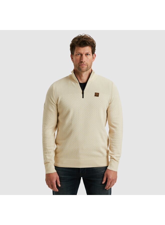 PKW2510301 7013 PME Legend Half zip collar cotton mouline (organic) Bone White