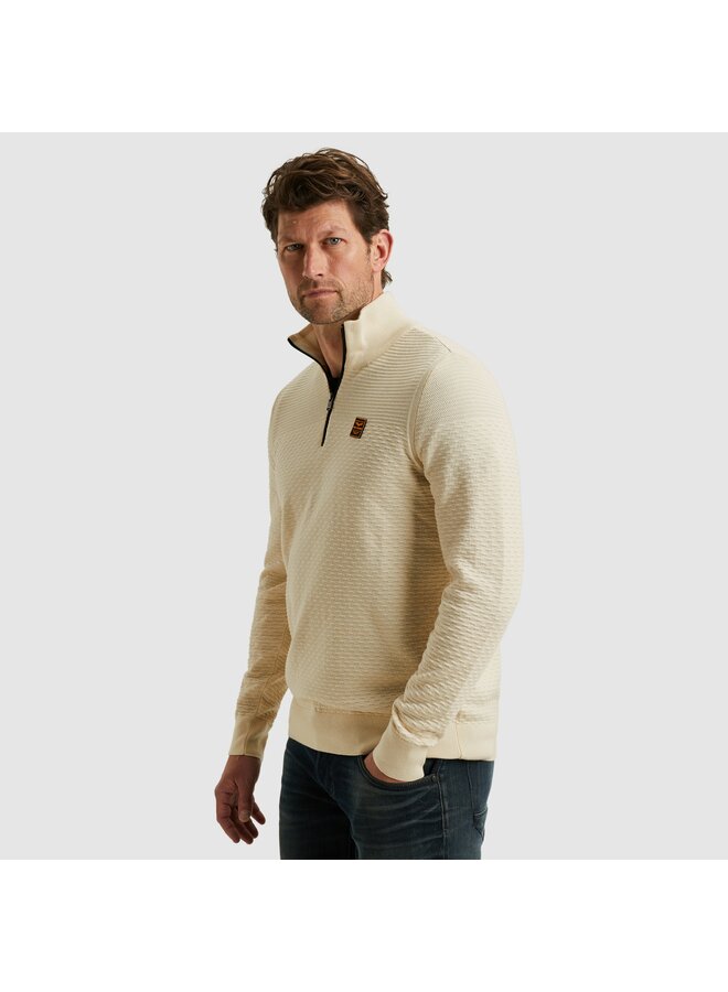 PKW2510301 7013 PME Legend Half zip collar cotton mouline (organic) Bone White