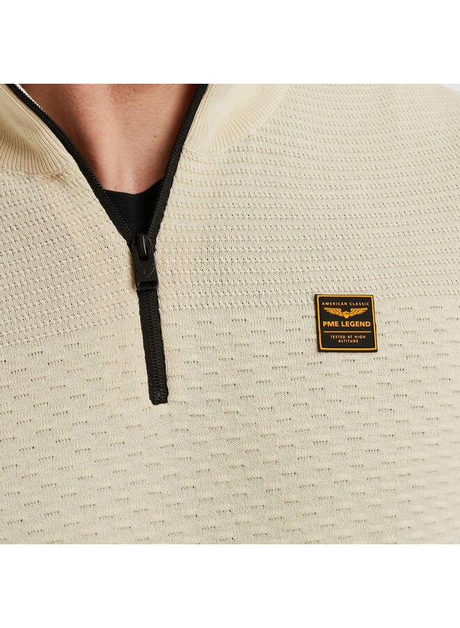 PKW2510301 7013 PME Legend Half zip collar cotton mouline (organic) Bone White