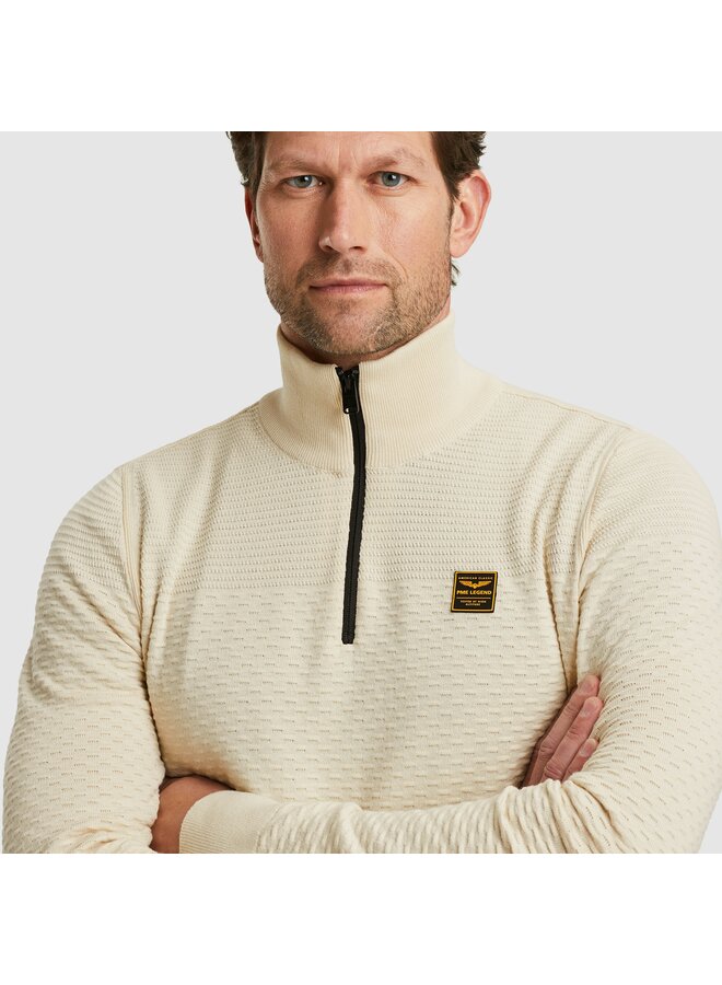 PKW2510301 7013 PME Legend Half zip collar cotton mouline (organic) Bone White