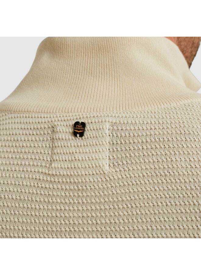 PKW2510301 7013 PME Legend Half zip collar cotton mouline (organic) Bone White