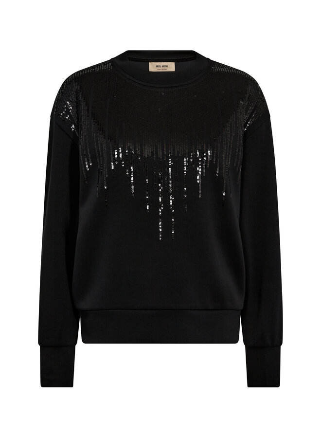 175350 801 Mos Mosh MMNeve O-LS Glam Sweatshirt Black