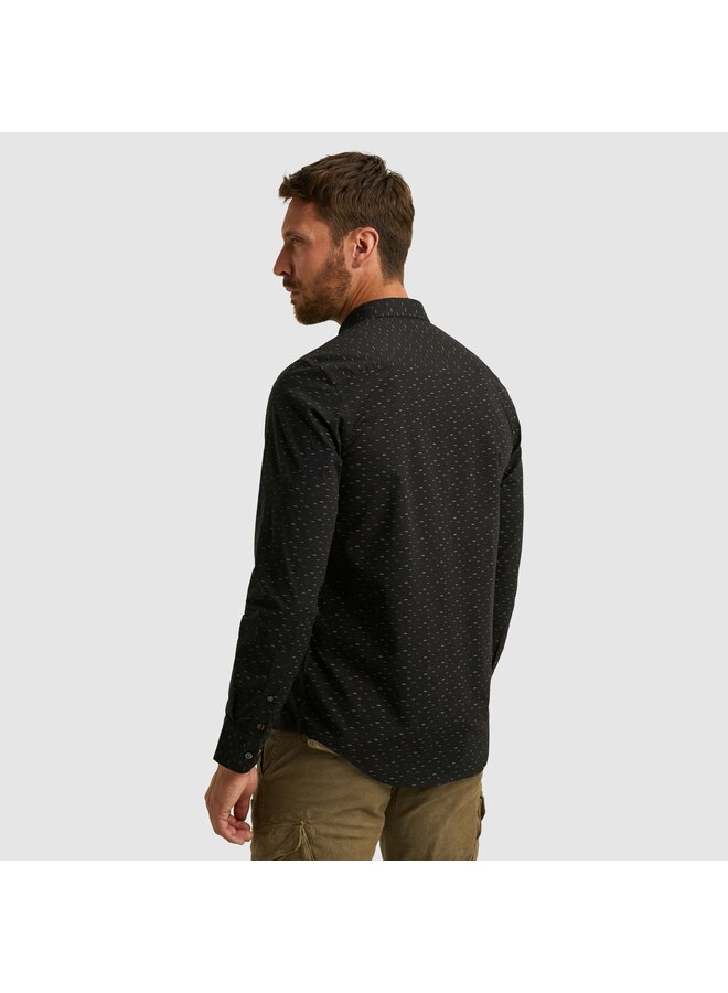 PSI2510238 9067 PME Legend LONG SLEEVE SHIRT Allover print on Poplin stretch Jet Black