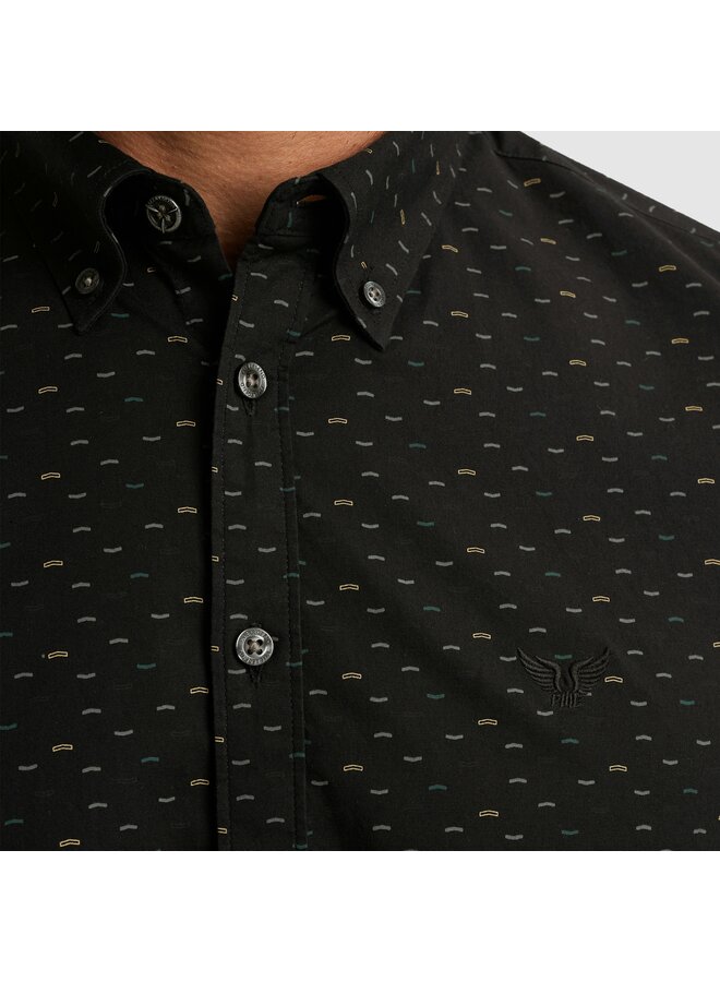 PSI2510238 9067 PME Legend LONG SLEEVE SHIRT Allover print on Poplin stretch Jet Black