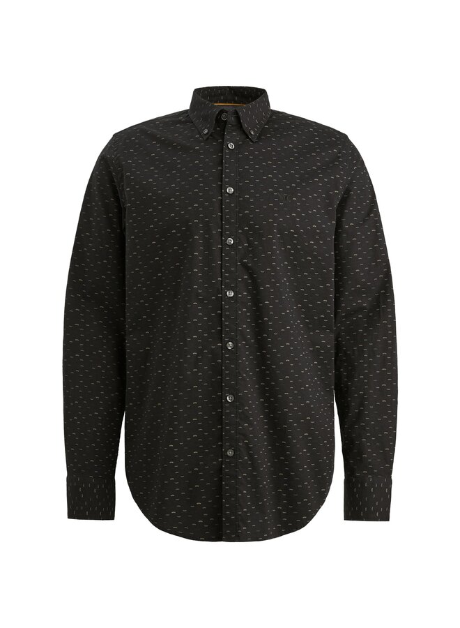 PSI2510238 9067 PME Legend LONG SLEEVE SHIRT Allover print on Poplin stretch Jet Black