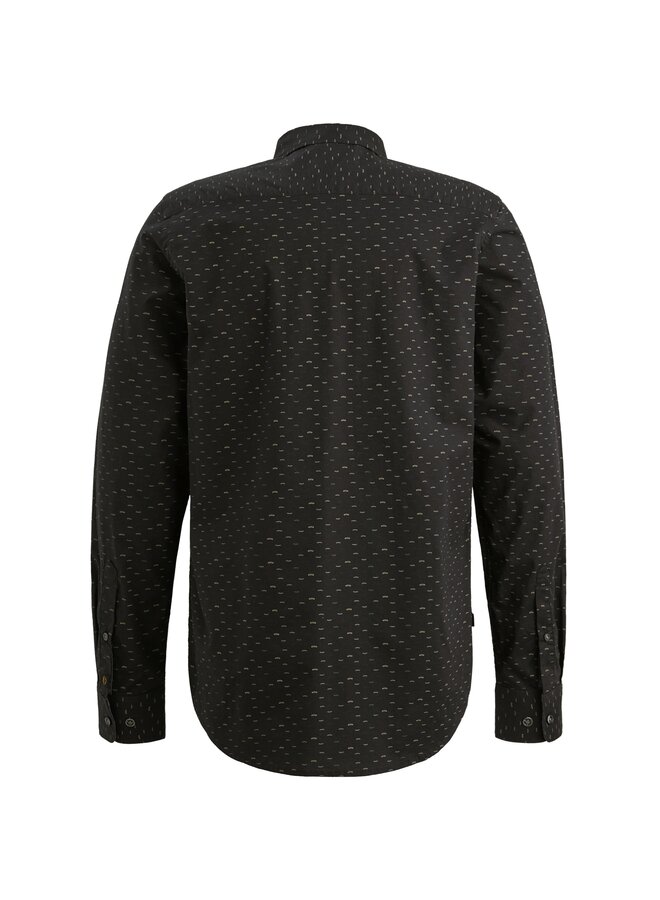 PSI2510238 9067 PME Legend LONG SLEEVE SHIRT Allover print on Poplin stretch Jet Black