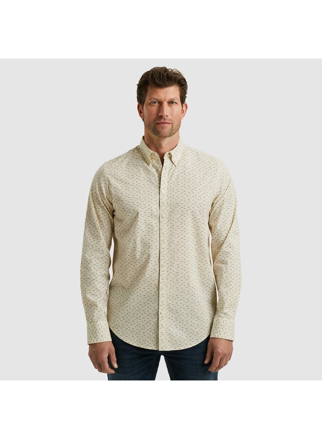 PSI2510238 7013 PME Legend LONG SLEEVE SHIRT Allover print on Poplin stretch Bone White