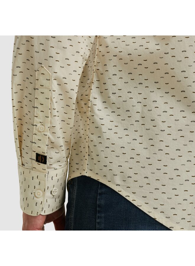 PSI2510238 7013 PME Legend LONG SLEEVE SHIRT Allover print on Poplin stretch Bone White