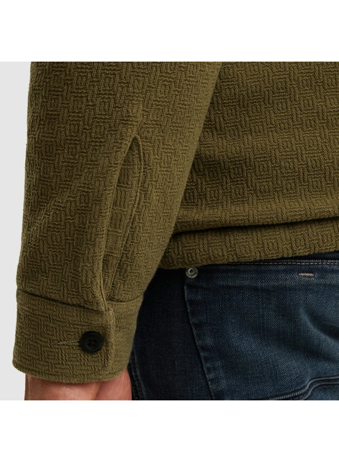 PSI2510214 6389 PME Legend LONG SLEEVE SHIRT Bold Waffle with Fake Fur Dusky Green