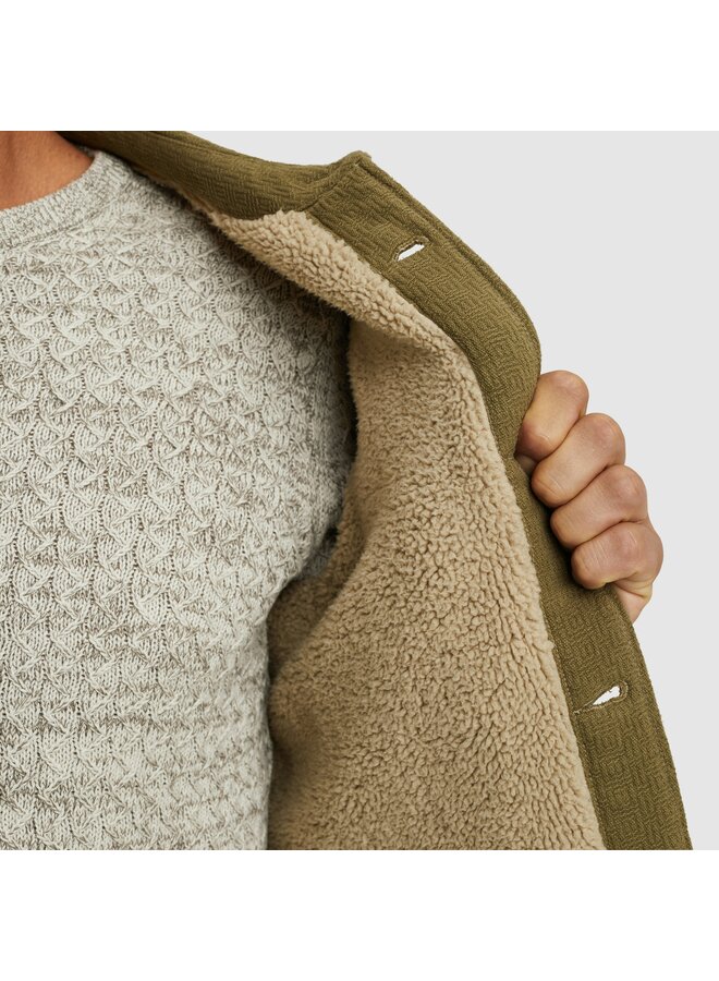 PSI2510214 6389 PME Legend LONG SLEEVE SHIRT Bold Waffle with Fake Fur Dusky Green