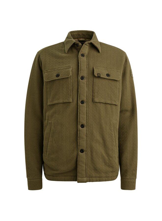 PSI2510214 6389 PME Legend LONG SLEEVE SHIRT Bold Waffle with Fake Fur Dusky Green