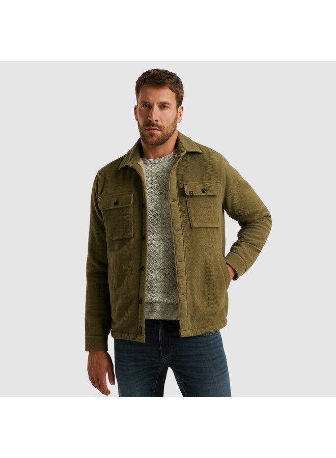 PSI2510214 6389 PME Legend LONG SLEEVE SHIRT Bold Waffle with Fake Fur Dusky Green