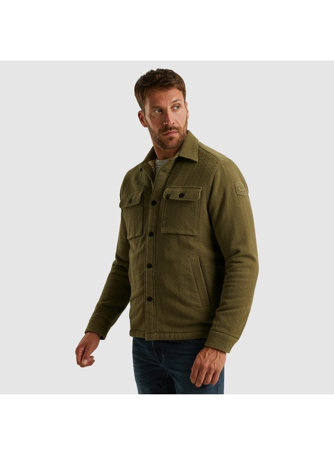 PSI2510214 6389 PME Legend LONG SLEEVE SHIRT Bold Waffle with Fake Fur Dusky Green