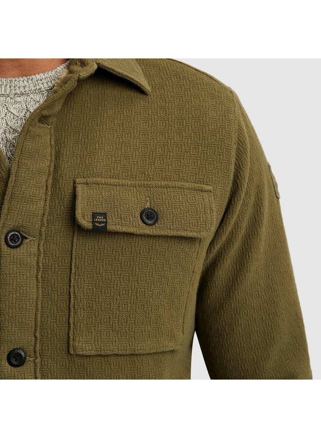 PSI2510214 6389 PME Legend LONG SLEEVE SHIRT Bold Waffle with Fake Fur Dusky Green