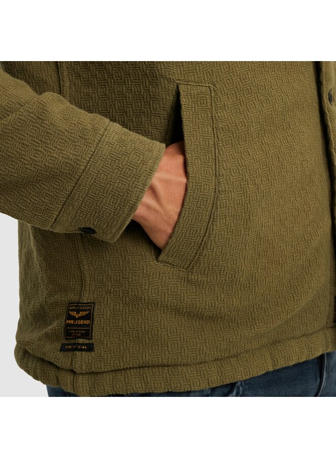 PSI2510214 6389 PME Legend LONG SLEEVE SHIRT Bold Waffle with Fake Fur Dusky Green