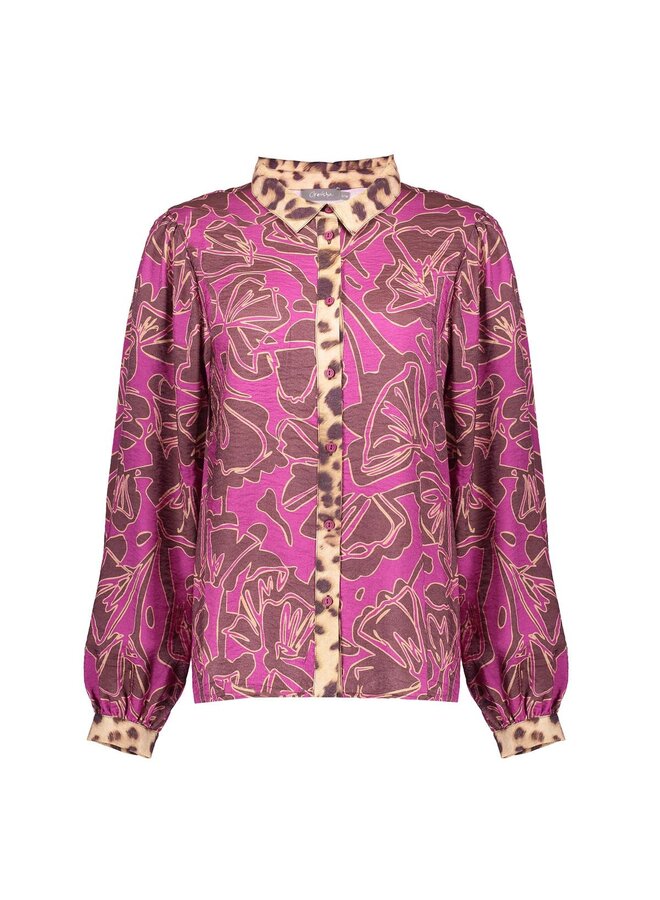 53937-20 765 Geisha blouse mocca/fuchsia