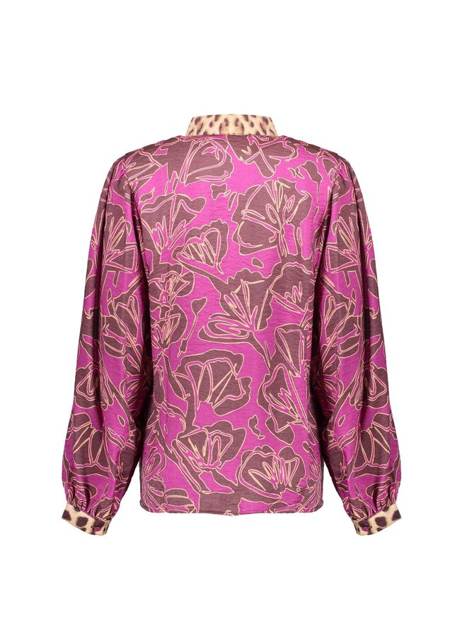 53937-20 765 Geisha blouse mocca/fuchsia