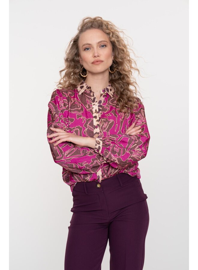 53937-20 765 Geisha blouse mocca/fuchsia