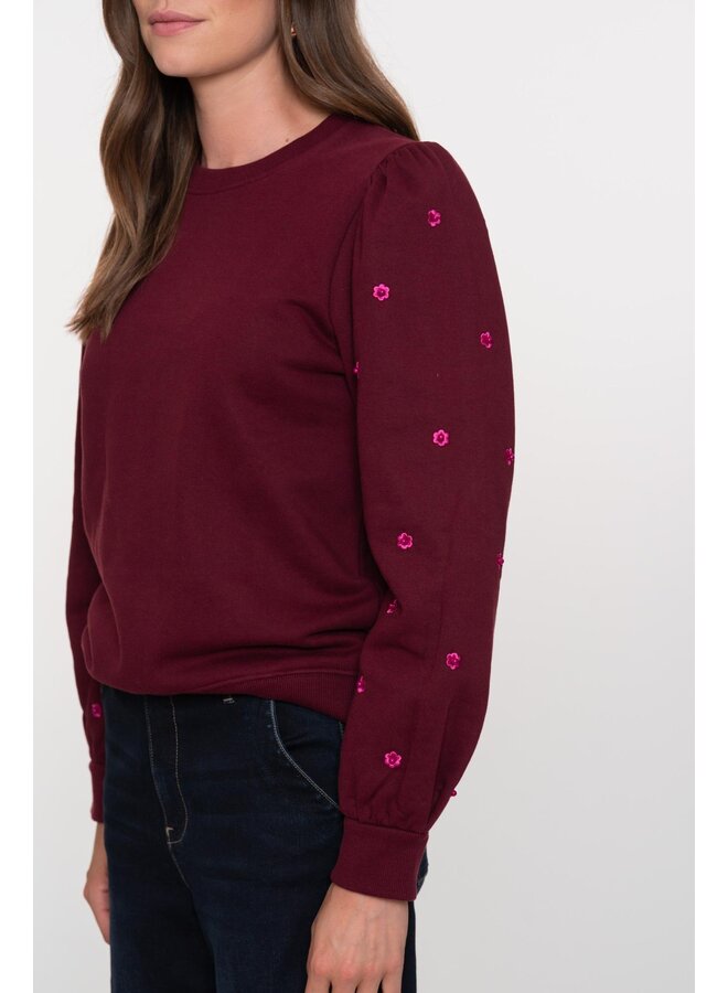 52870-21 485 Geisha Sweater with pearls port/pink