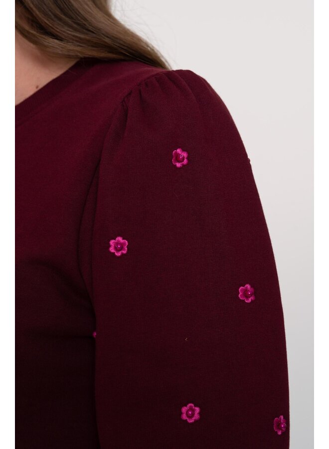 52870-21 485 Geisha Sweater with pearls port/pink