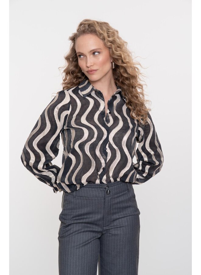 53915-20 999 Geisha blouse black/gold