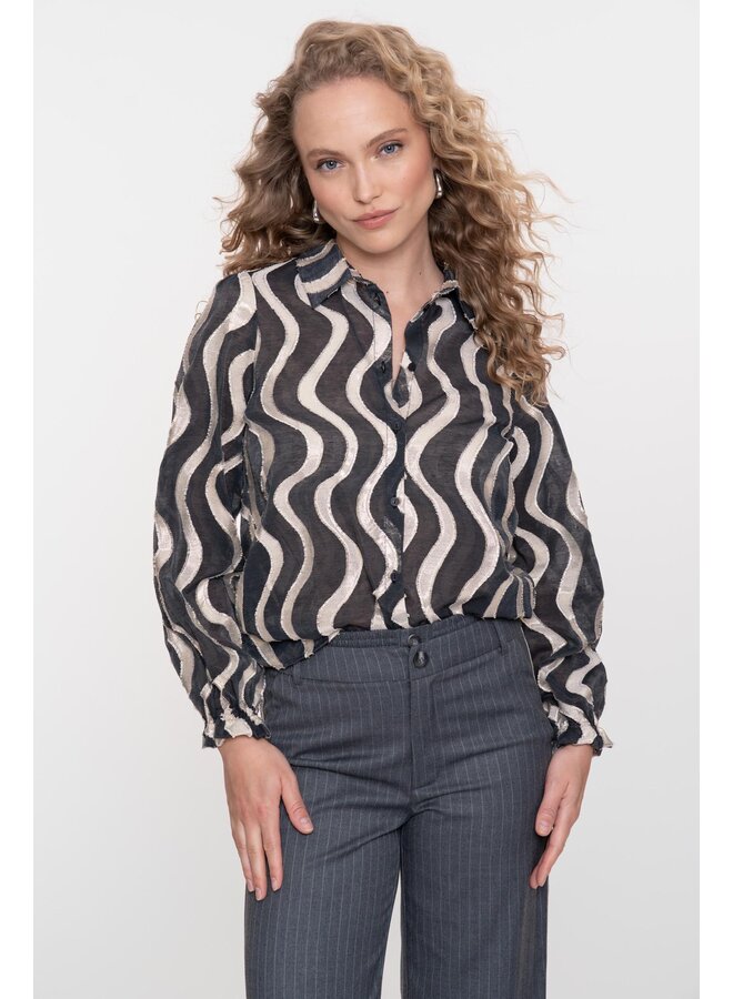 53915-20 999 Geisha blouse black/gold