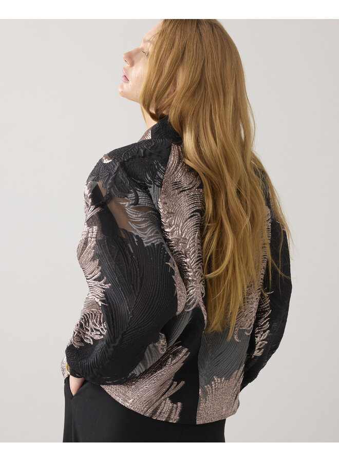 2s3394-12336 120 Summum Top leaves jacquard multicolour